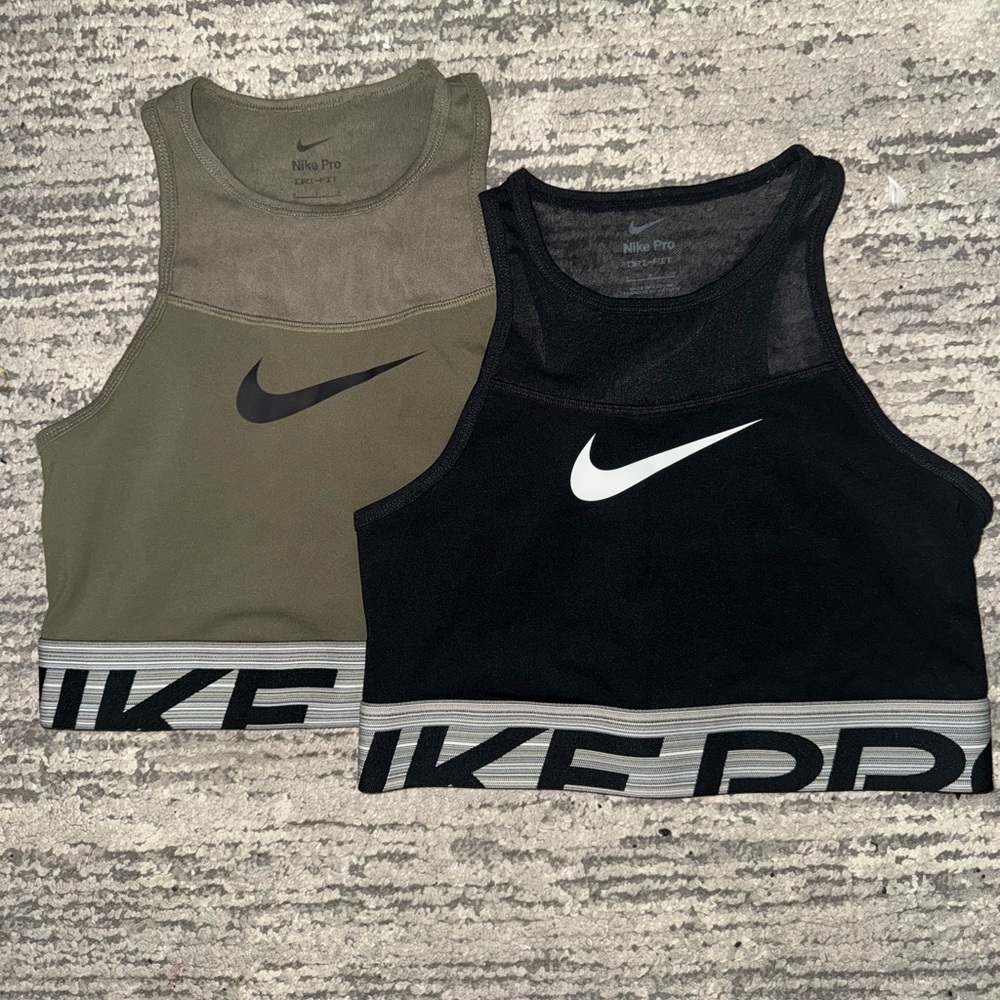Nike Women's Tank Tops - Black and Olive